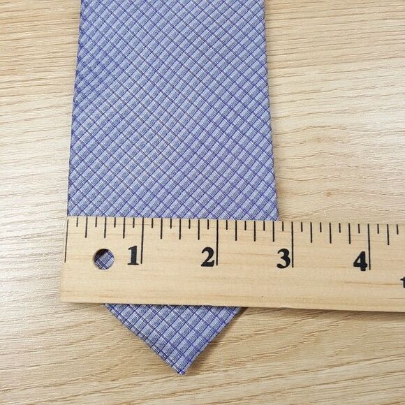 CALVIN KLEIN Mens Neck Tie Silver Purple Grid Silk Blend Classic Pointed - Picture 5 of 6